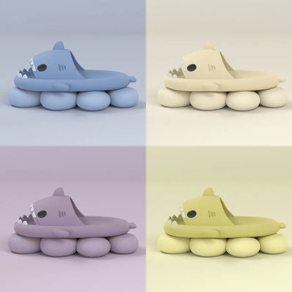 Adult's Slippers Indoor Outdoor Funny Shark Cartoon - bazona.com
