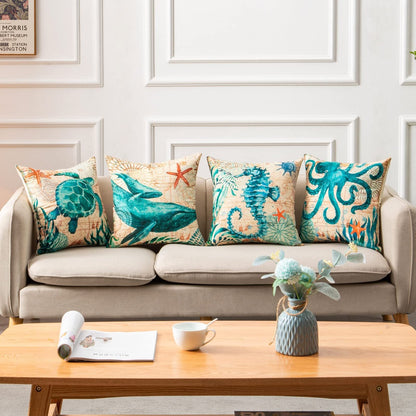 Cushion Covers Sea Turtle Printed Throw Pillow Cases For Home Decor Sofa Chair Seat BAZONA