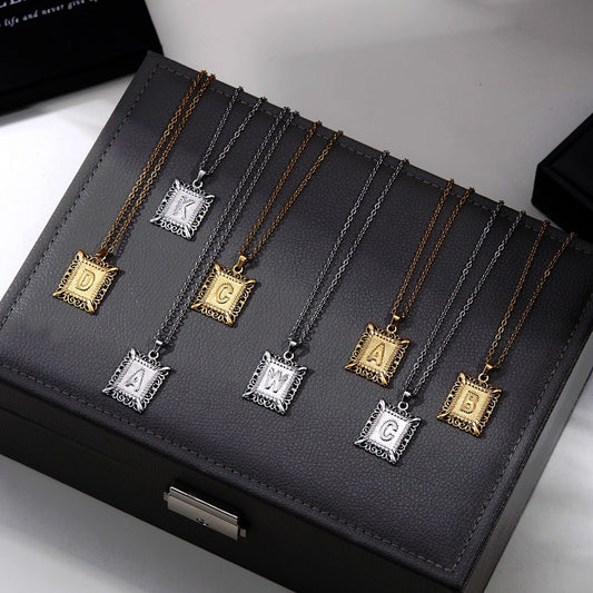 Stainless Steel Initial Letter Necklace For Women Men Gold Color 26 Alphabet Clavicle Chain Choker Birthday Party Jewelry Gifts BAZONA
