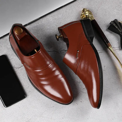 Casual pointed toe shoes men leather shoes men - bazona.com