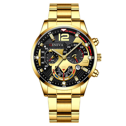 2pcs Men's New Popular Steel Strip Fashion Business Three Eye Quartz Watch Bracelet Set Valentine's Day Gifts BAZONA