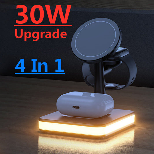 4 In 1 Magnetic Wireless Charger Stand Fast Charging Dock Station BAZONA