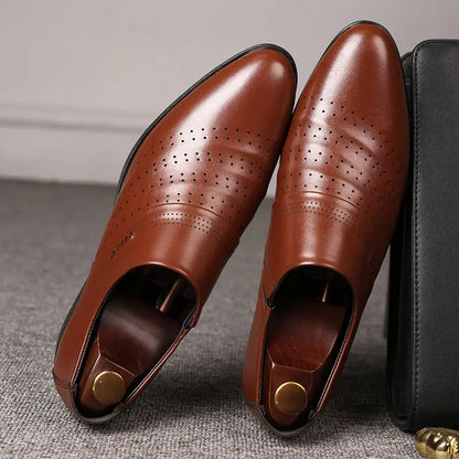 Casual pointed toe shoes men leather shoes men - bazona.com