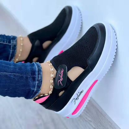 Women's Sneakers Summer New Ladies Casual Low Wedge Breathable Non-Slip Comfort Feamle Sport Shoes Mesh Shoes Fashion Style BAZONA