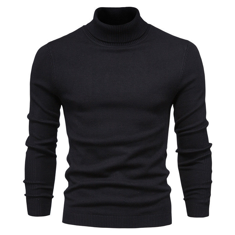 Men's Solid Color Slim Pullover Turtleneck Sweater Winter Casual Tops Clothing BAZONA
