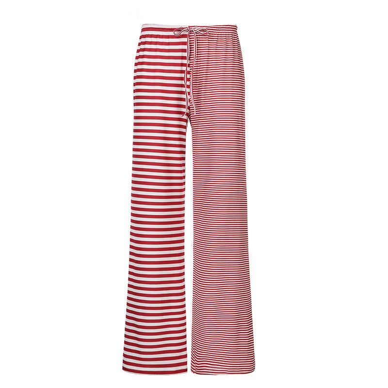 Striped Rags Stitching Wide-leg Pants Women BAZONA