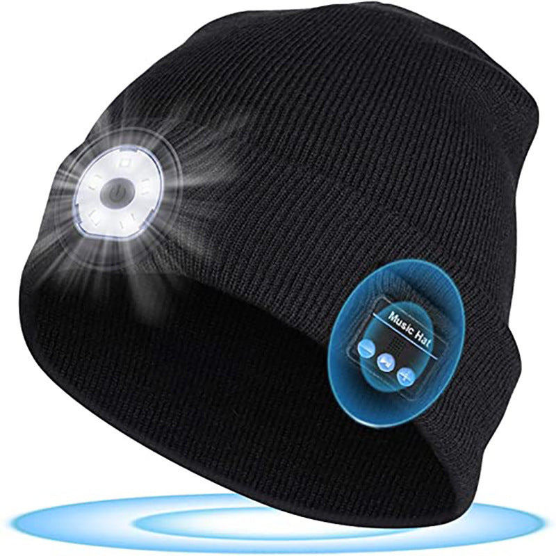 Glow Wireless Music Call Night Run Outdoor Lighting Warm Earphone Hat BAZONA