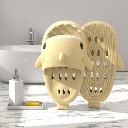 Shark Slippers With Drain Holes Shower Shoes For Women Quick Drying Eva Pool Shark Slides Beach Sandals With Drain Holes - bazona.com