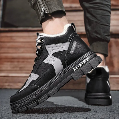 Winter Thickened Velvet Warm Ankle Boots Men Outdoor Subzero Anti-cold Anti-ski Snow Boots Outdoor Casual Walking Running Flat Shoes - bazona.com