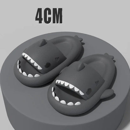 Adult's Slippers Indoor Outdoor Funny Shark Cartoon - bazona.com