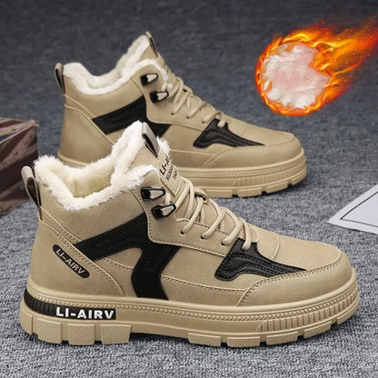 Winter Thickened Velvet Warm Ankle Boots Men Outdoor Subzero Anti-cold Anti-ski Snow Boots Outdoor Casual Walking Running Flat Shoes - bazona.com