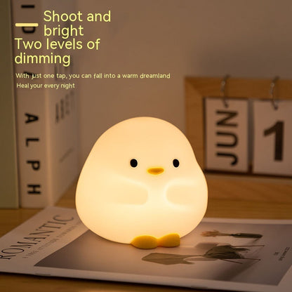 Cute Duck LED Night Lamp Cartoon Silicone USB Rechargeable Sleeping Light Touch Sensor Timing Bedroom Bedside Lamp For Kid Gift Home Decor BAZONA