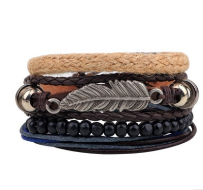 Fashion Beaded Leather Bracelets And Bracelets BAZONA
