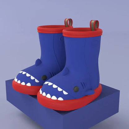 Children Boys Girls Cute Cartoon Waterproof Shoes Safety Rubber Shark Slippers Kids Rain Boots - bazona.com