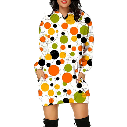 Halloween Print Long Hoodie With Pockets Sweater Long Sleeve Clothes Women - bazona.com
