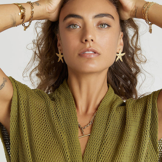 Serene Gold Starfish Earrings BAZONA