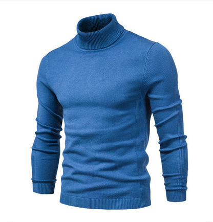 Men's Solid Color Slim Pullover Turtleneck Sweater Winter Casual Tops Clothing BAZONA