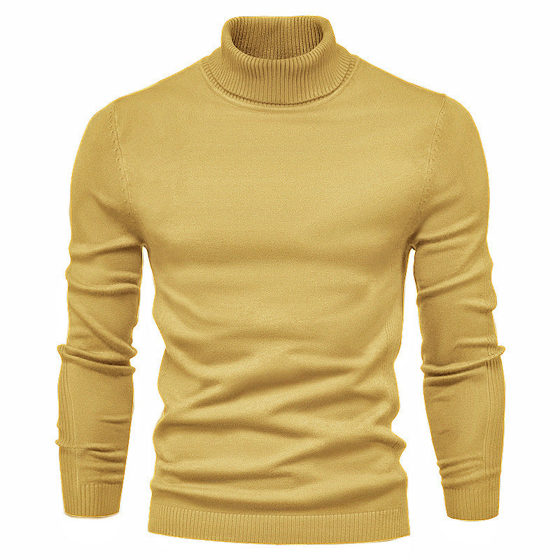 Men's Solid Color Slim Pullover Turtleneck Sweater Winter Casual Tops Clothing BAZONA