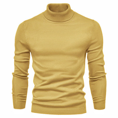 Men's Solid Color Slim Pullover Turtleneck Sweater Winter Casual Tops Clothing BAZONA
