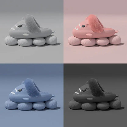 Winter Shark Slippers Detachable Warm Fuzzy Slippers Bedroom House Shoes Women - bazona.com