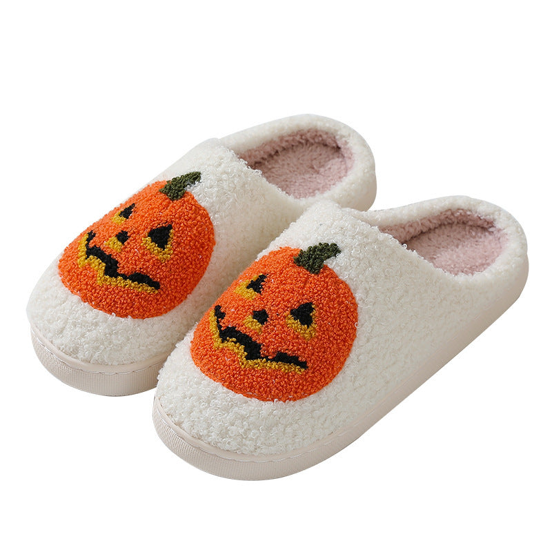 Halloween Pumpkin Cartoon Slippers Warm Winter Slippers Men And Women Couples Indoor House Shoes BAZONA