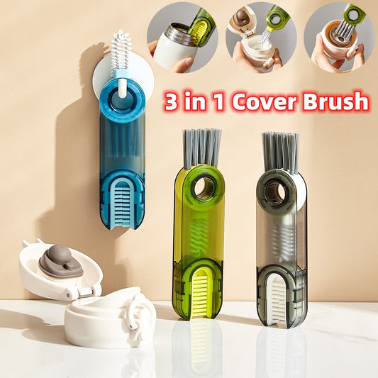 3 In 1 Tiny Bottle Cup Cover Brush Straw Cleaner Tools Multi-Functional Crevice Cleaning Brush Kitchen Tools Gadgets BAZONA