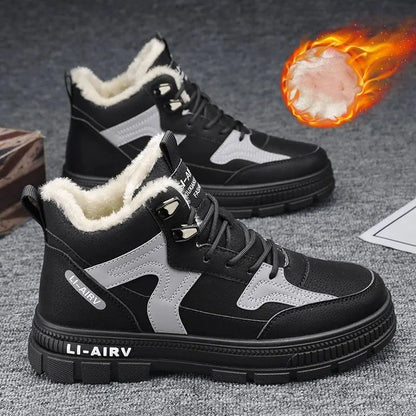 Winter Thickened Velvet Warm Ankle Boots Men Outdoor Subzero Anti-cold Anti-ski Snow Boots Outdoor Casual Walking Running Flat Shoes - bazona.com