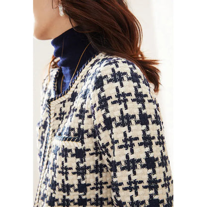 Houndstooth Small Fragrance Jacket Women Clothing - bazona.com