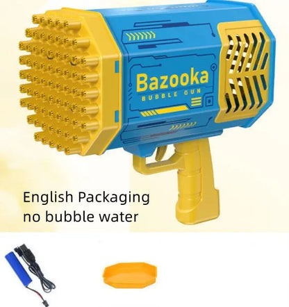 Bubble Gun Rocket 69 Holes Soap Bubbles Machine Gun Shape Automatic Blower With Light Toys For Kids Pomperos - bazona.com