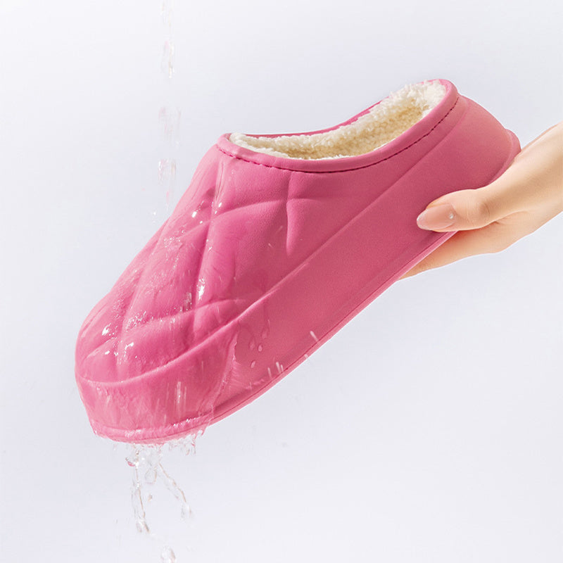 Winter Plush Slippers Women's Indoor Outdoor Fashion Rhombus Design Warm Plush Shoes House Confinement Shoes BAZONA