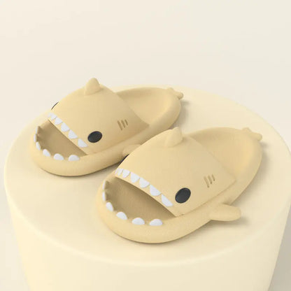 Adult's Slippers Indoor Outdoor Funny Shark Cartoon - bazona.com