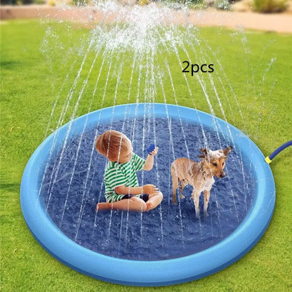 Non-Slip Splash Pad For Kids And Pet Dog Pool Summer Outdoor Water Toys Fun Backyard Fountain Play Mat - bazona.com