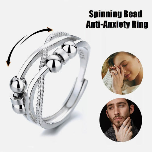 Rotatable Ring With Open Design Fashion Double-layered Hollow Line Anxiety Relief Rings For Women - bazona.com