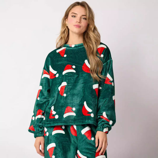 2024 Casual Flannel Pajama Sets For Women 2 Piece Cute Long Sleeve Matching Lounge Shirts Sets Santa Claus Pajamas Homewear BAZONA