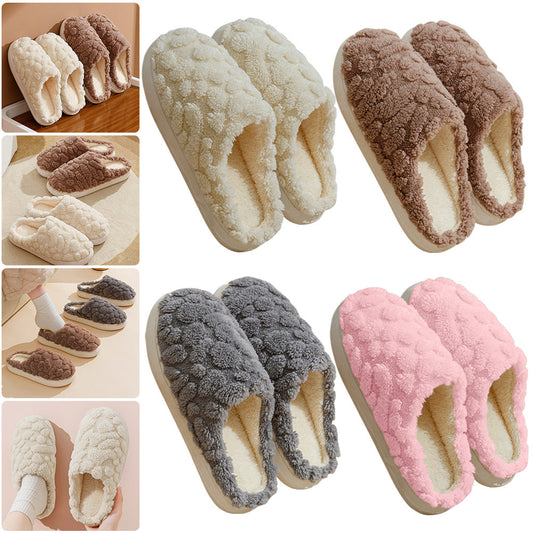 Home Fuzzy Slipper Unisex Cartoon Winter Plush Slipper Anti-Skid Soft Soled Cotton Shoes Comfy Outdoor Couple Slippers BAZONA