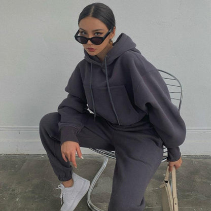New Style Autumn And Winter Women's New Casual Hoodie Coat Sports Suit BAZONA