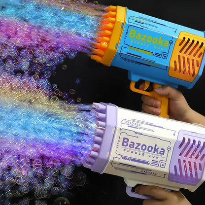 Bubble Gun Rocket 69 Holes Soap Bubbles Machine Gun Shape Automatic Blower With Light Toys For Kids Pomperos - bazona.com