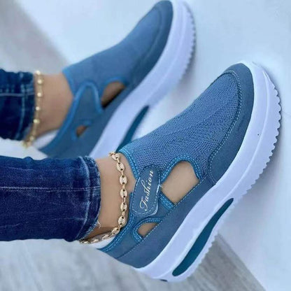 Women's Sneakers Summer New Ladies Casual Low Wedge Breathable Non-Slip Comfort Feamle Sport Shoes Mesh Shoes Fashion Style BAZONA
