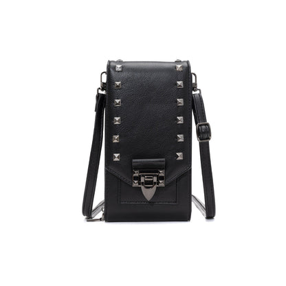 Rivet Design Shoulder Bags Mobile Phone Handbag Solid Color Crossbody Bags Women BAZONA