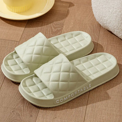 Men's Home Slippers With Plaid Design Soft-soled Silent Indoor Floor Bathing Slippers Women House Shoes Summer - bazona.com