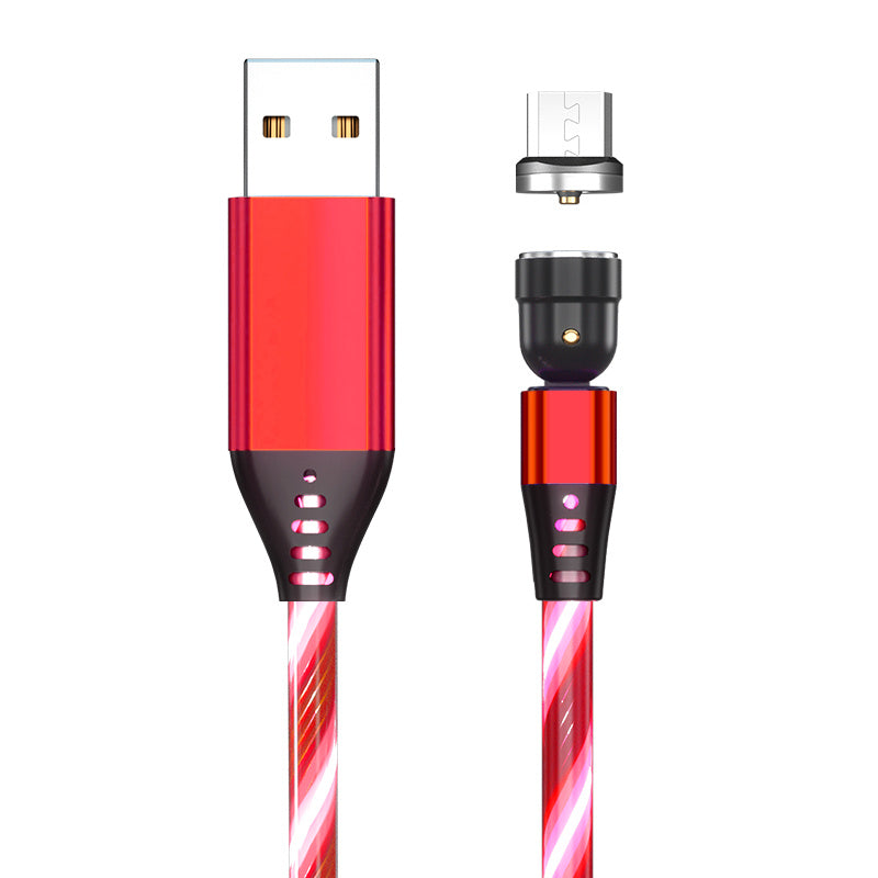 540 Rotate Luminous Magnetic Cable 3A Fast Charging Mobile Phone Charge Cable For LED Micro USB Type C For I Phone Cable BAZONA