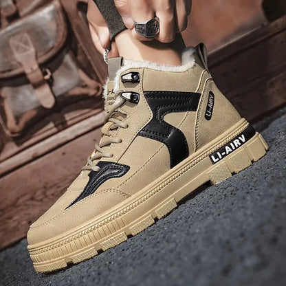 Winter Thickened Velvet Warm Ankle Boots Men Outdoor Subzero Anti-cold Anti-ski Snow Boots Outdoor Casual Walking Running Flat Shoes - bazona.com