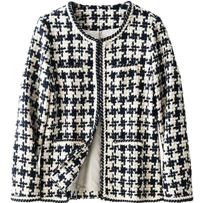 Houndstooth Small Fragrance Jacket Women Clothing - bazona.com