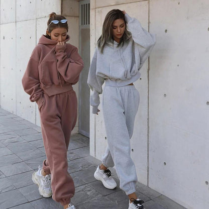 New Style Autumn And Winter Women's New Casual Hoodie Coat Sports Suit BAZONA