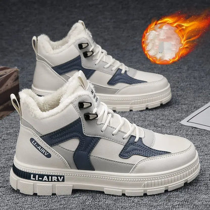 Winter Thickened Velvet Warm Ankle Boots Men Outdoor Subzero Anti-cold Anti-ski Snow Boots Outdoor Casual Walking Running Flat Shoes - bazona.com
