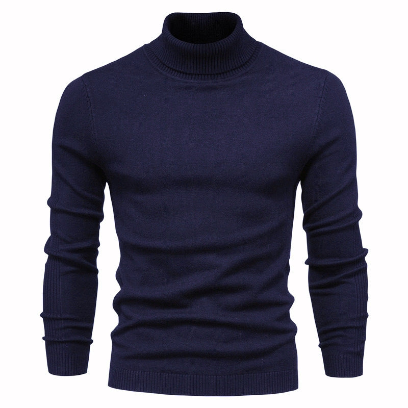 Men's Solid Color Slim Pullover Turtleneck Sweater Winter Casual Tops Clothing BAZONA