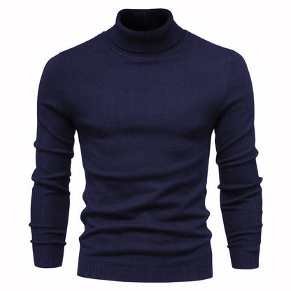 Men's Solid Color Slim Pullover Turtleneck Sweater Winter Casual Tops Clothing BAZONA