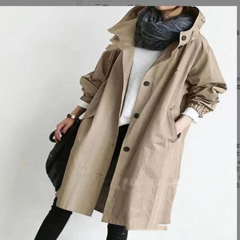 Women Windbreaker Jacket Casual Loose Button Pockets Hooded Quick Dry Windproof Waterproof Clothes For Outdoor Hiking Camping BAZONA