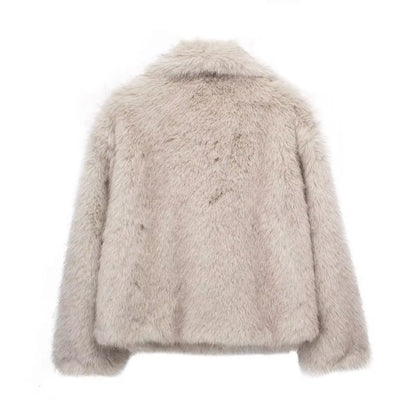 Winter Plush Coat Fashion Thicken Lapel Outwear Casual Long Sleeve Tops Womens Clothing - bazona.com