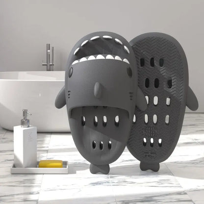 Shark Slippers With Drain Holes Shower Shoes For Women Quick Drying Eva Pool Shark Slides Beach Sandals With Drain Holes - bazona.com